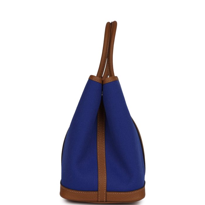 Hermès Garden Party 30 Bleu Electric Toile and Alezan Negonda Palladium Hardware - 图片 4