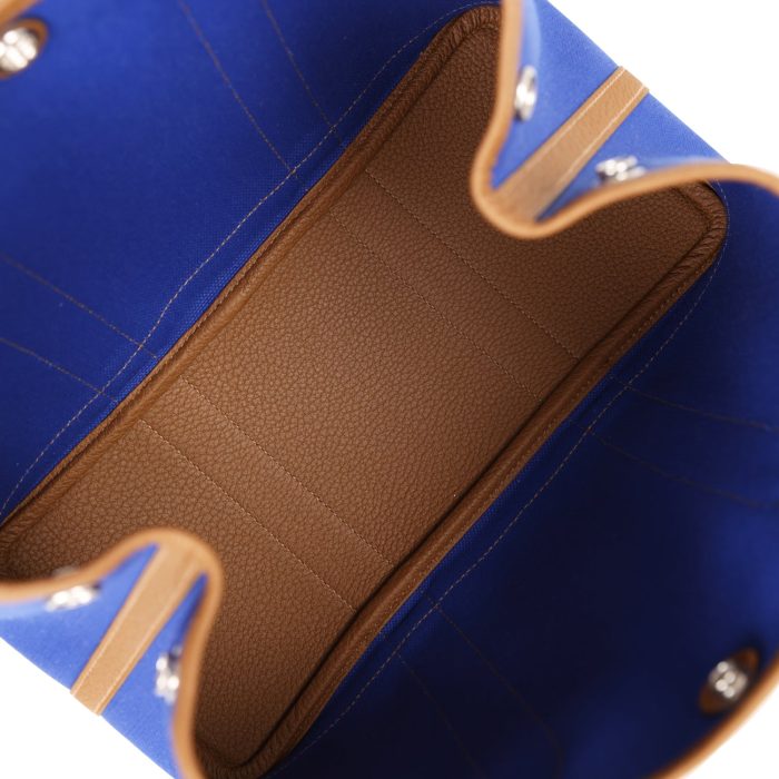 Hermès Garden Party 30 Bleu Electric Toile and Alezan Negonda Palladium Hardware - 图片 5