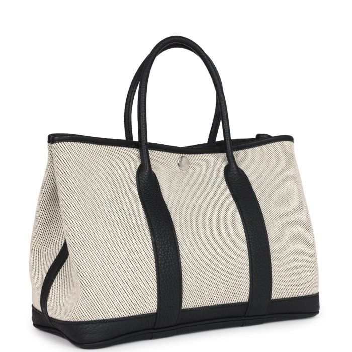 Hermès Garden Party 30 Ecru Toile and Black Negonda Palladium Hardware - 图片 2