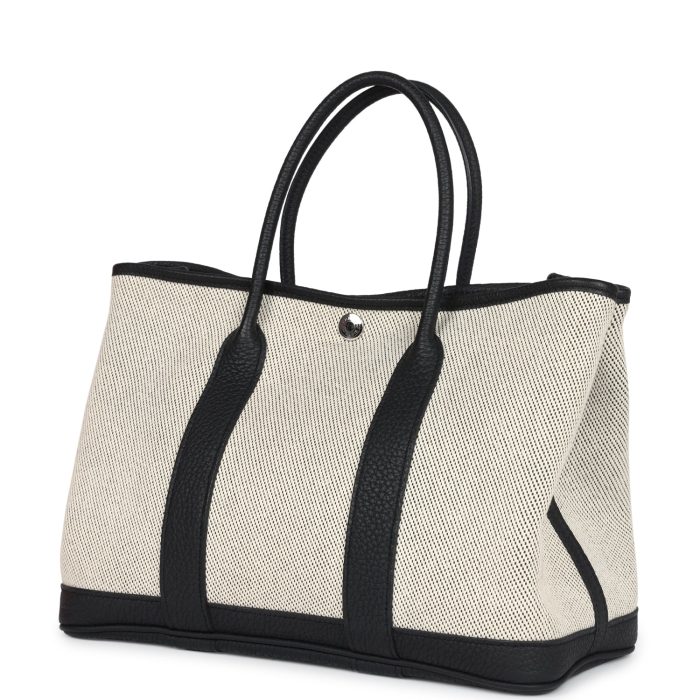 Hermès Garden Party 30 Ecru Toile and Black Negonda Palladium Hardware - 图片 4