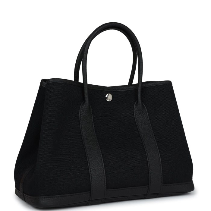 Hermès Garden Party 30 Black Toile and Negonda Palladium Hardware - 图片 2
