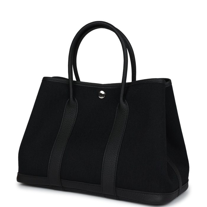 Hermès Garden Party 30 Black Toile and Negonda Palladium Hardware - 图片 3