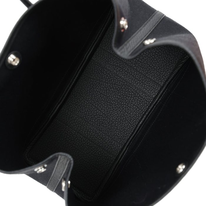 Hermès Garden Party 30 Black Toile and Negonda Palladium Hardware - 图片 6