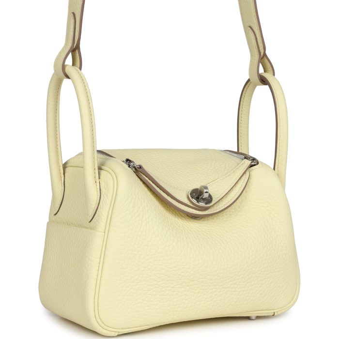 Hermès Mini Lindy Jaune Milton Clemence Palladium Hardware - 图片 2