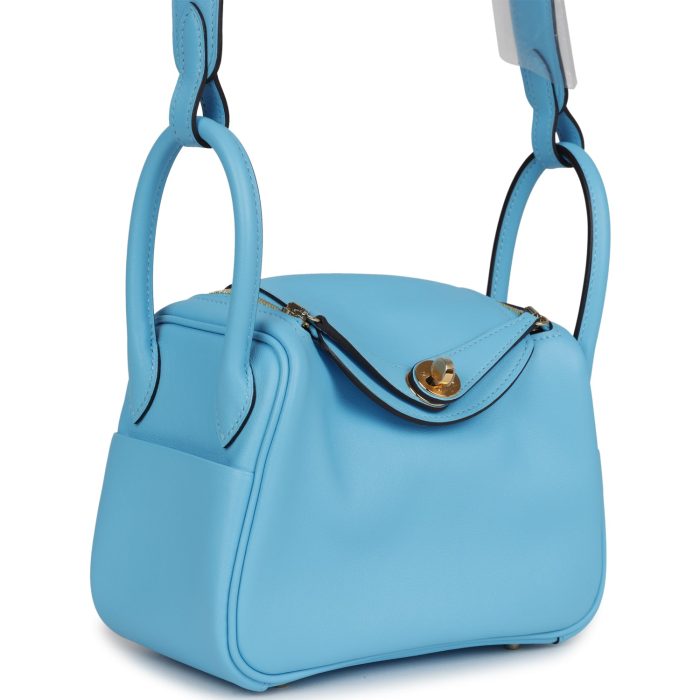 Hermès Mini Lindy Celeste Swift Gold Hardware - 图片 2