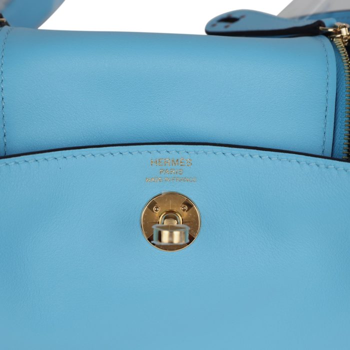 Hermès Mini Lindy Celeste Swift Gold Hardware - 图片 7