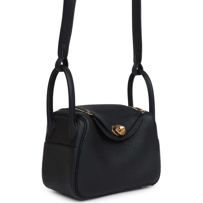 Hermès Mini Lindy Black Clemence Gold Hardware - 图片 2