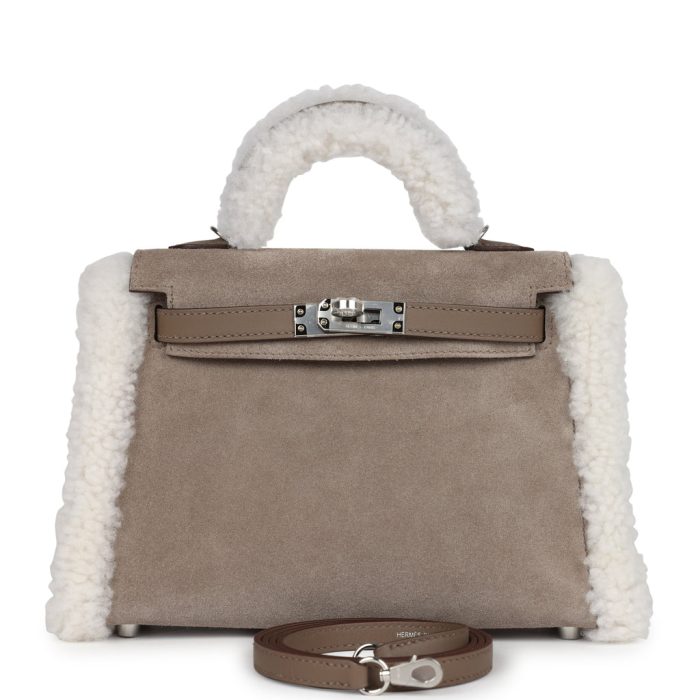 Hermès Teddy Kelly 20 Gris Caillou and Etoupe Swift Palladium Hardware