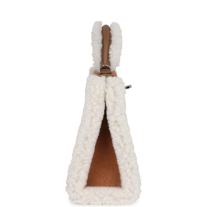 Hermès Teddy Kelly 20 Chamois Shearling and Swift Palladium Hardware - 图片 3