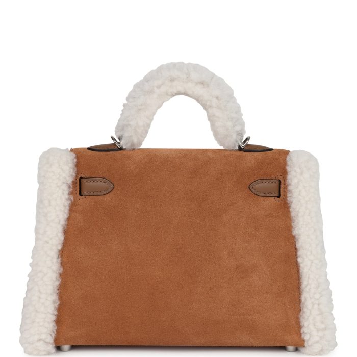 Hermès Teddy Kelly 20 Chamois Shearling and Swift Palladium Hardware - 图片 4