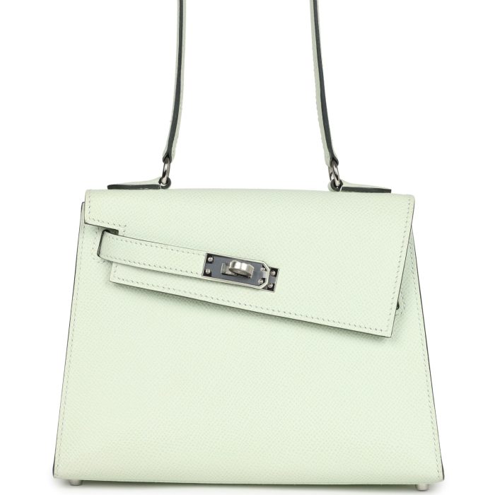 Hermès Kelly Sellier en Desordre 20 Vert Fizz Epsom Palladium Hardware