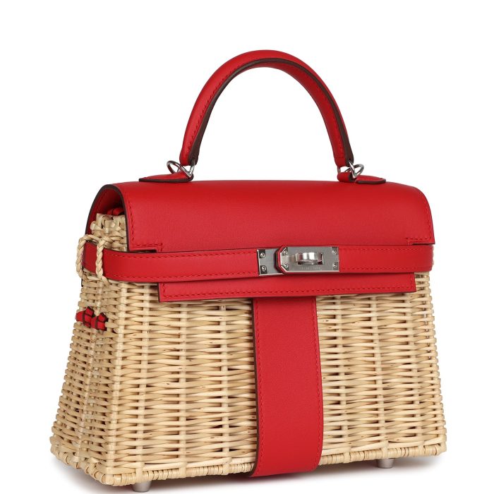 Hermes Mini Picnic Kelly 20 Rouge De Coeur Swift Palladium Hardware - 图片 2