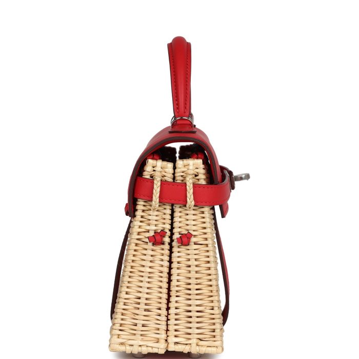 Hermes Mini Picnic Kelly 20 Rouge De Coeur Swift Palladium Hardware - 图片 3