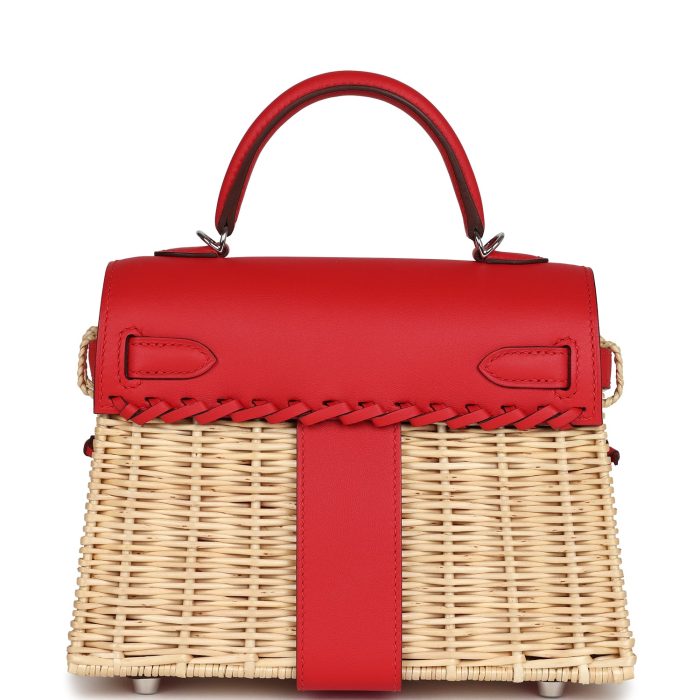 Hermes Mini Picnic Kelly 20 Rouge De Coeur Swift Palladium Hardware - 图片 5