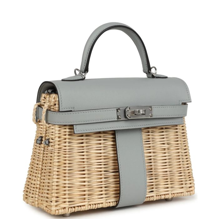 Hermès Mini Picnic Kelly 20 Bleu Glacier Swift Palladium Hardware - 图片 2