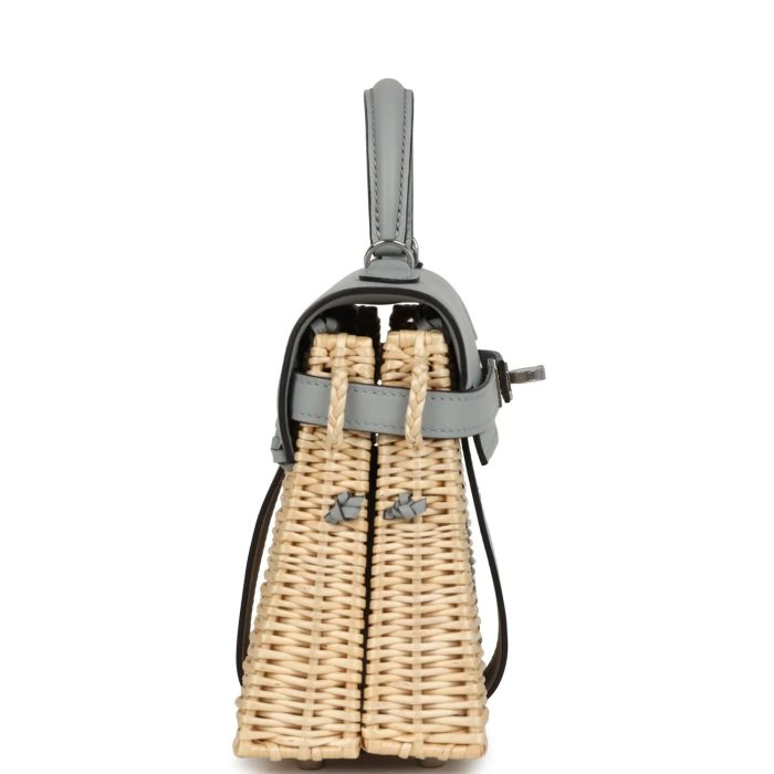 Hermès Mini Picnic Kelly 20 Bleu Glacier Swift Palladium Hardware - 图片 3