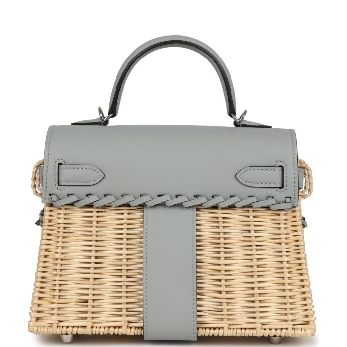 Hermès Mini Picnic Kelly 20 Bleu Glacier Swift Palladium Hardware - 图片 4