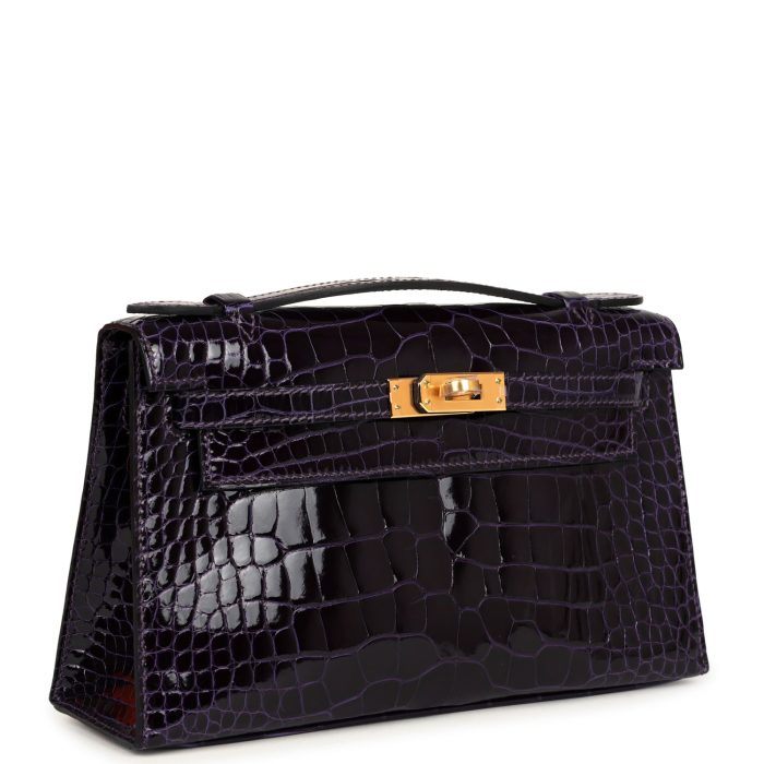 Handmade HKP Amethyst Shiny Alligator Gold Hardware - 图片 2