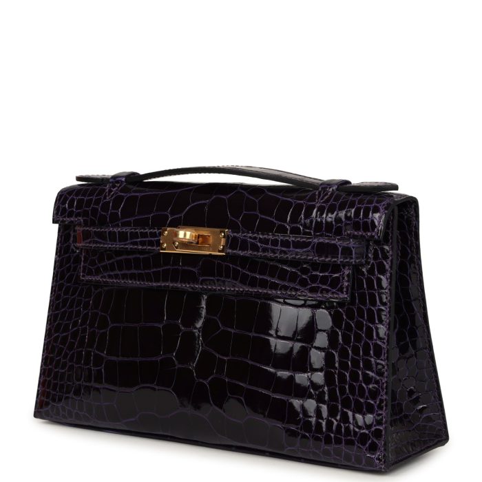 Handmade HKP Amethyst Shiny Alligator Gold Hardware - 图片 3