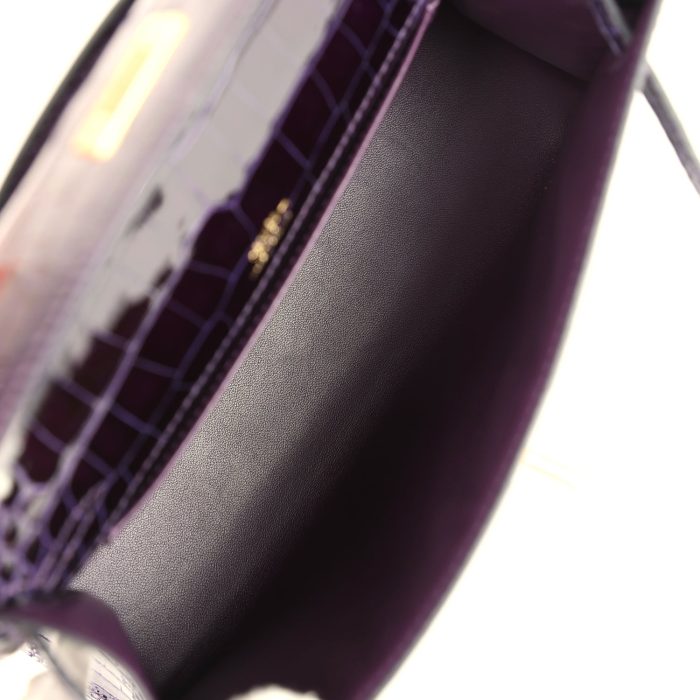 Handmade HKP Amethyst Shiny Alligator Gold Hardware - 图片 7