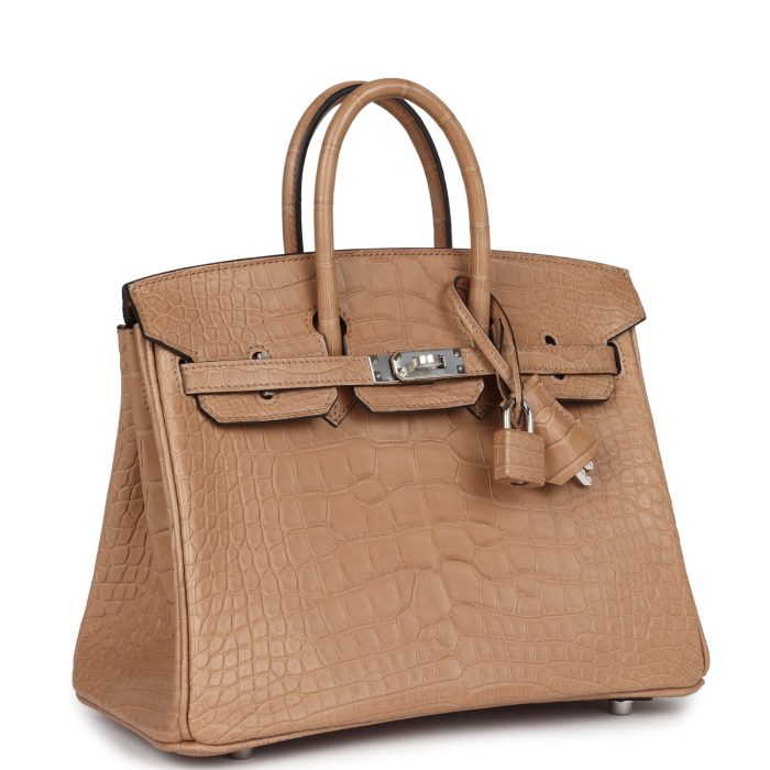 Handmade Bag HB 25 Chai Matte Alligator Palladium Hardware - 图片 2