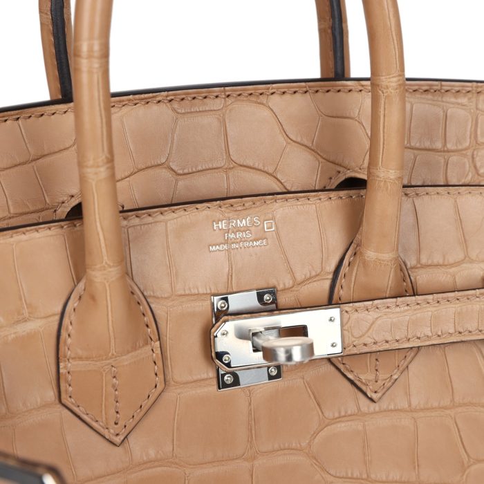 Handmade Bag HB 25 Chai Matte Alligator Palladium Hardware - 图片 6