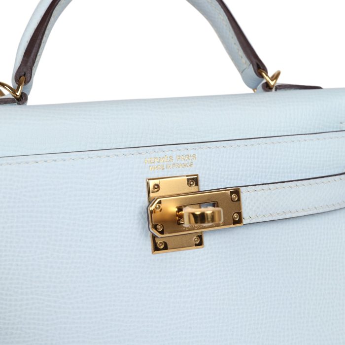 Handmade HKS 20 Bleu Brume Epsom Gold Hardware - 图片 7