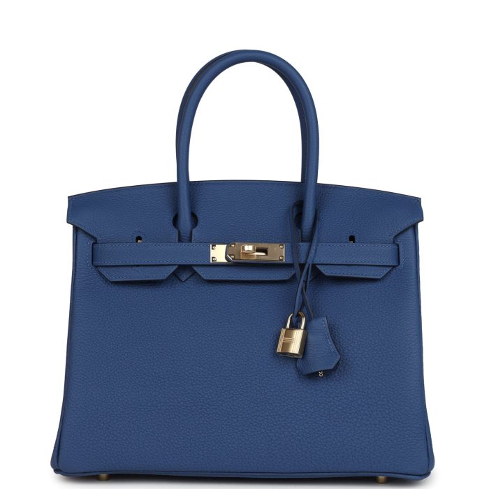 Handmade Bag HB 30 Bleu Tie Togo Permabrass Hardware