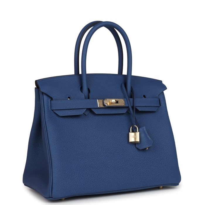 Handmade Bag HB 30 Bleu Tie Togo Permabrass Hardware - 图片 2