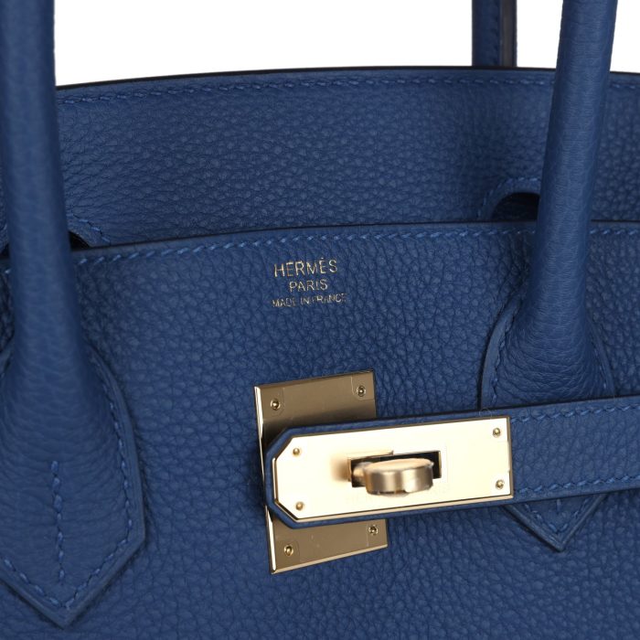 Handmade Bag HB 30 Bleu Tie Togo Permabrass Hardware - 图片 6