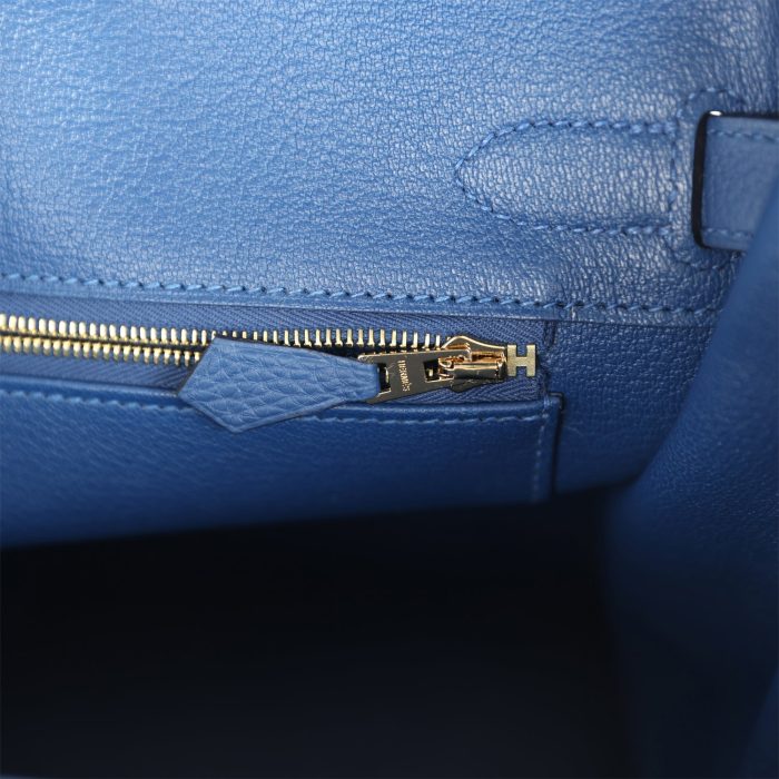 Handmade Bag HB 30 Bleu Tie Togo Permabrass Hardware - 图片 8