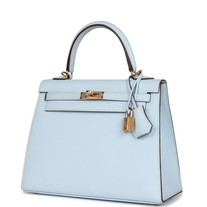 Handmade HKS 25 Bleu Brume Epsom Gold Hardware - 图片 3