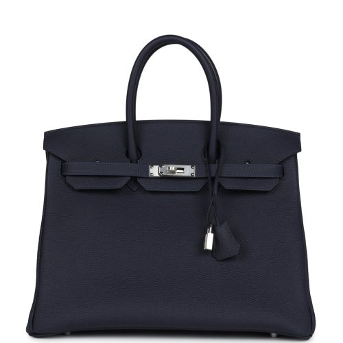 Handmade Bag HB 35 Bleu Nuit Togo Palladium Hardware