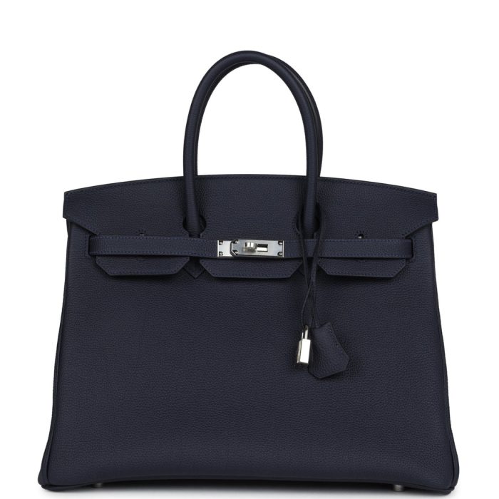 Handmade Bag HB 35 Bleu Nuit Togo Palladium Hardware