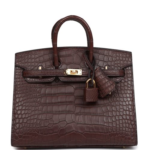 Handmade Bag HB Sellier 20 Havane Matte Alligator Gold Hardware