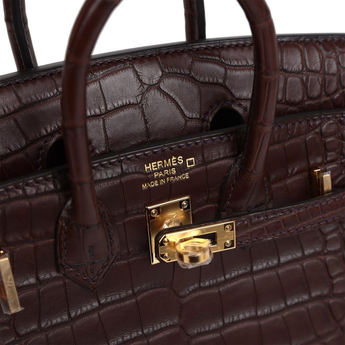 Handmade Bag HB Sellier 20 Havane Matte Alligator Gold Hardware - 图片 6