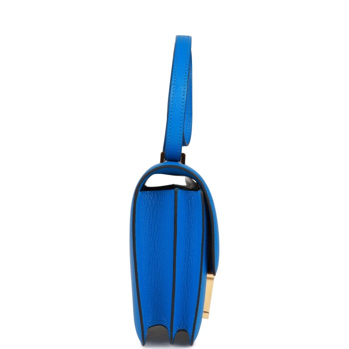 Handmade Bag HC 18 Bleu Hydra Chevre Gold Hardware