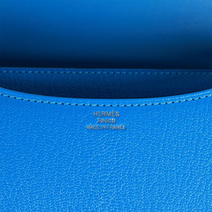Handmade Bag HC 18 Bleu Hydra Chevre Gold Hardware - 图片 2