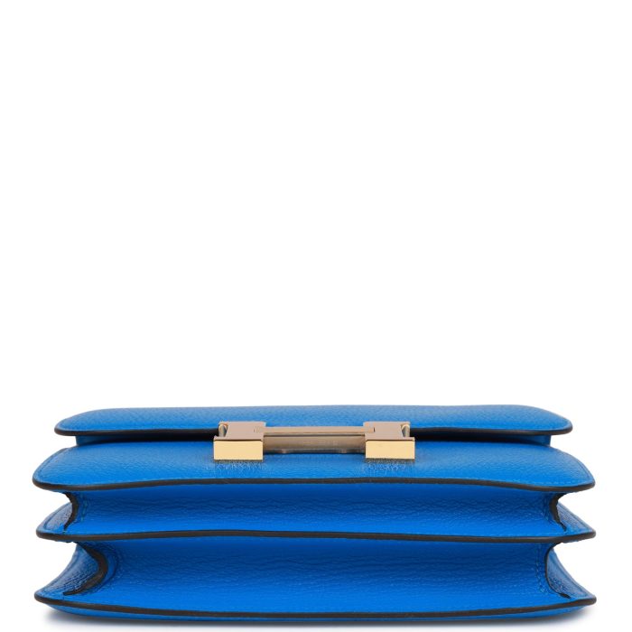 Handmade Bag HC 18 Bleu Hydra Chevre Gold Hardware - 图片 8