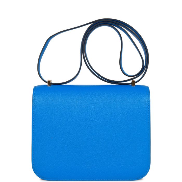 Handmade Bag HC 18 Bleu Hydra Chevre Gold Hardware - 图片 9