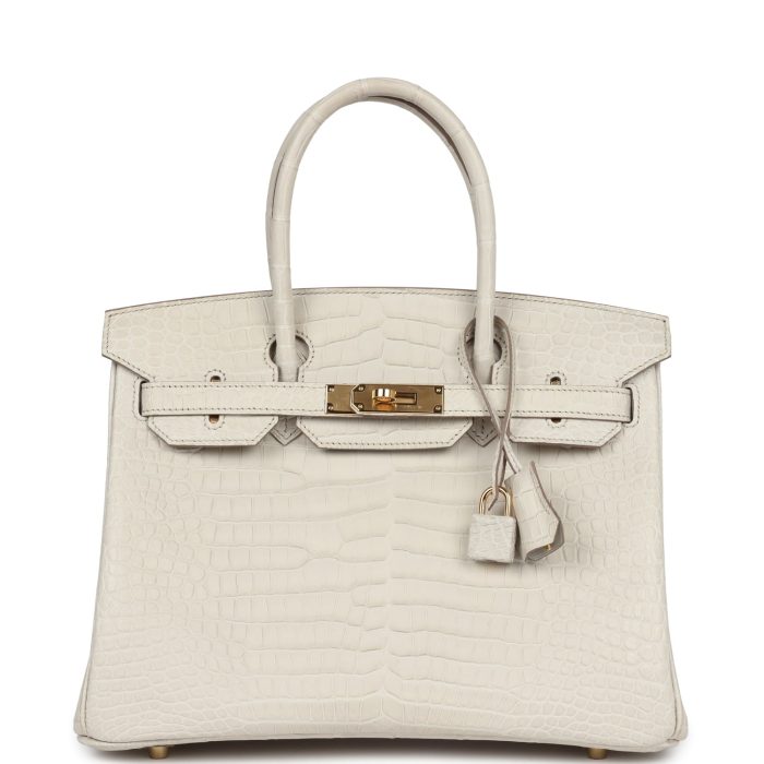 Handmade Bag HB 30 Beton Matte Porosus Crocodile Gold Hardware