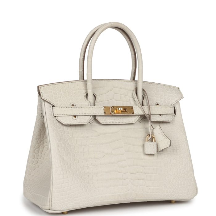 Handmade Bag HB 30 Beton Matte Porosus Crocodile Gold Hardware - 图片 2