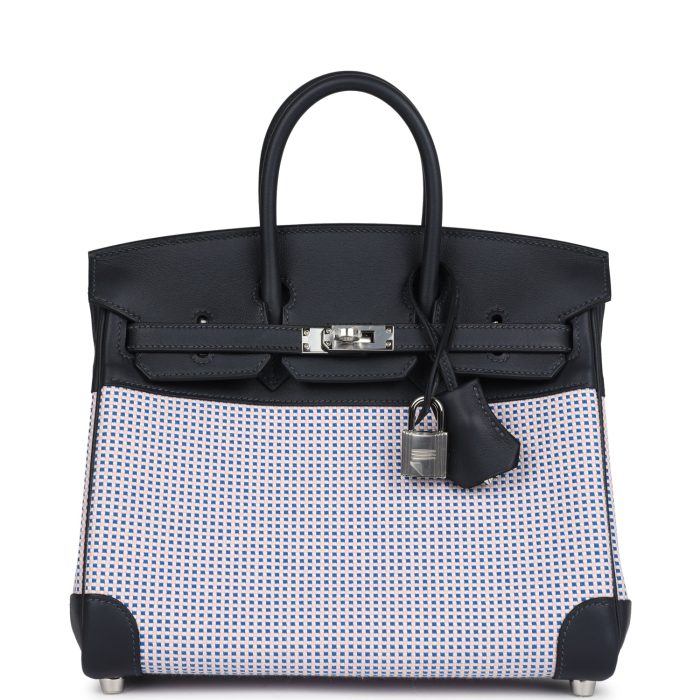 Handmade Bag HB Quadrille 25 Caban Swift and Toile Palladium Hardware
