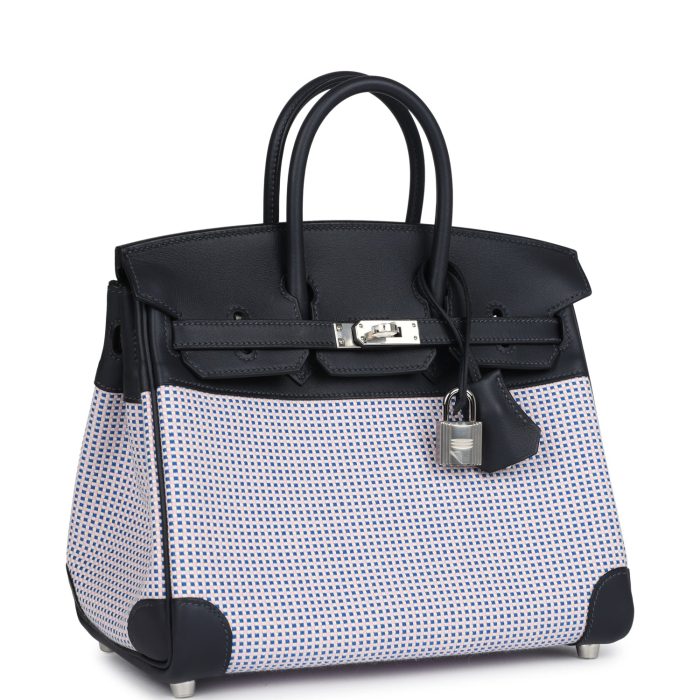 Handmade Bag HB Quadrille 25 Caban Swift and Toile Palladium Hardware - 图片 2