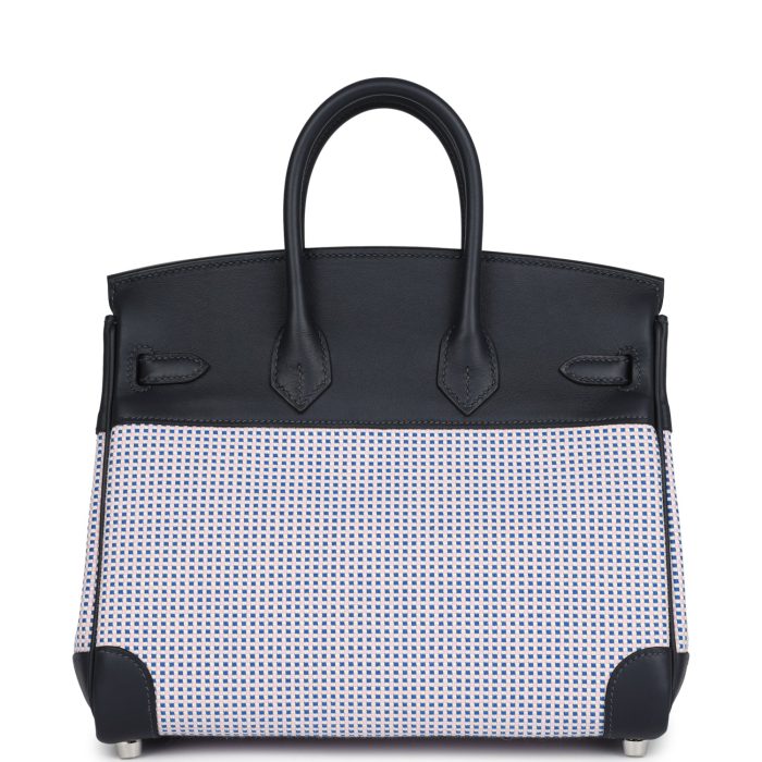 Handmade Bag HB Quadrille 25 Caban Swift and Toile Palladium Hardware - 图片 4