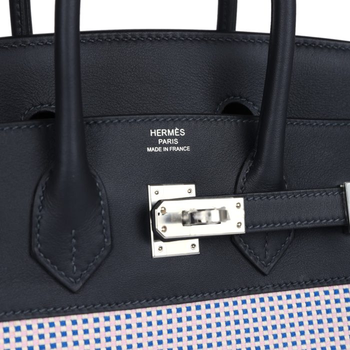 Handmade Bag HB Quadrille 25 Caban Swift and Toile Palladium Hardware - 图片 6