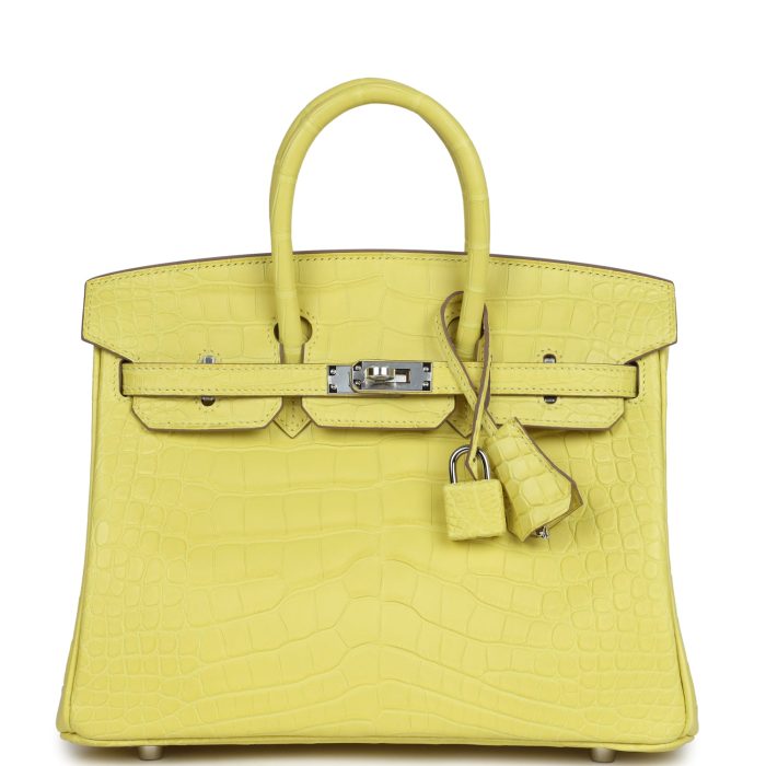 Handmade Bag HB 25 Lime Matte Alligator Palladium Hardware