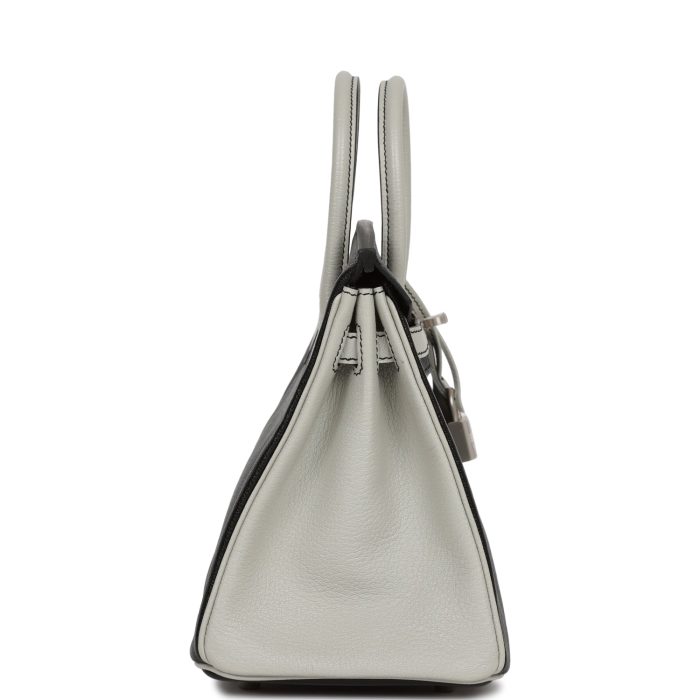 Handmade Bag HSOB(HSS) 25 Black and Gris Perle Chèvre Brushed Palladium Hardware - 图片 3