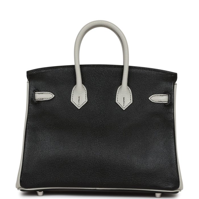 Handmade Bag HSOB(HSS) 25 Black and Gris Perle Chèvre Brushed Palladium Hardware - 图片 4