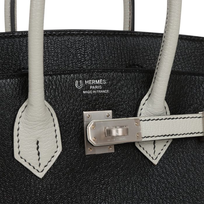 Handmade Bag HSOB(HSS) 25 Black and Gris Perle Chèvre Brushed Palladium Hardware - 图片 6